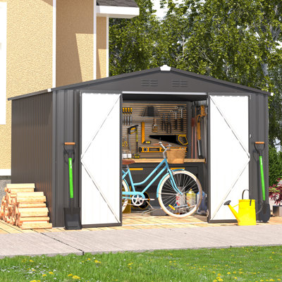 YODOLLA 10 ft. W x 8 ft. D Galvanized Steel Storage Shed & Reviews